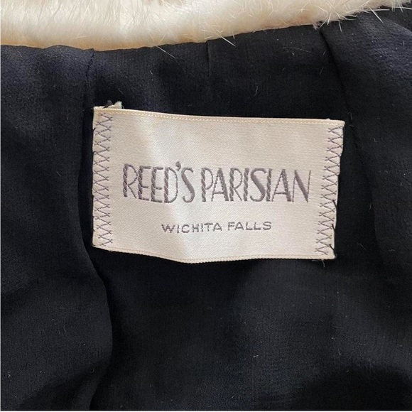 Black Cashmere cropped cardigan jacket with cream mink fur collar - Picture 4 of 8